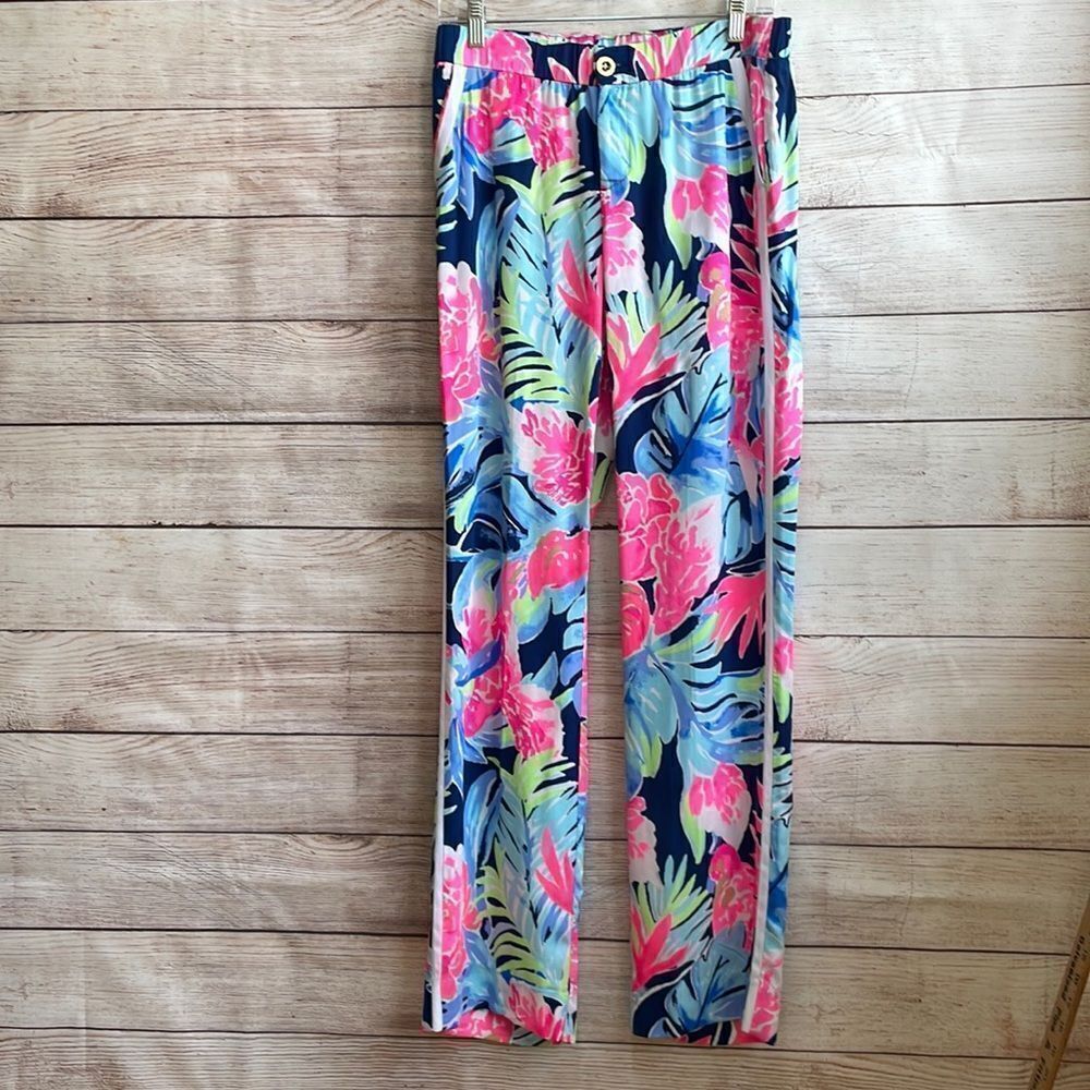 LILLY PULITZER MADEIRA PANTS‎ IN HIGH TIDE NAVY TROPICOLADA